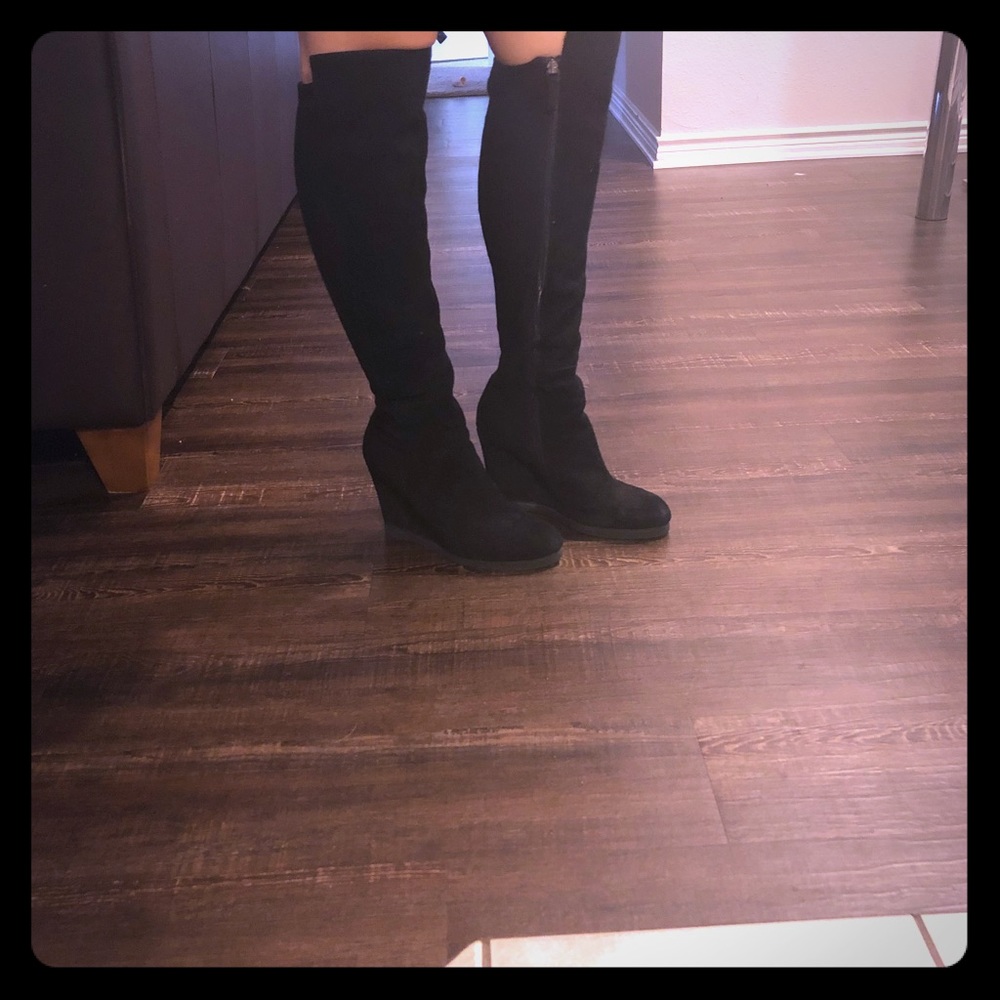 Knee high suede boots